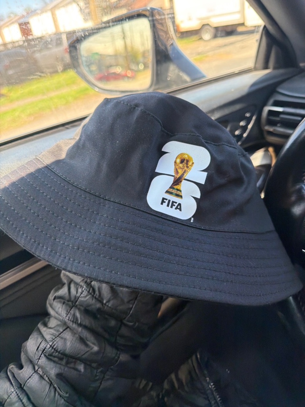 FIFA Black Bucket Hat with World Cup Trophy